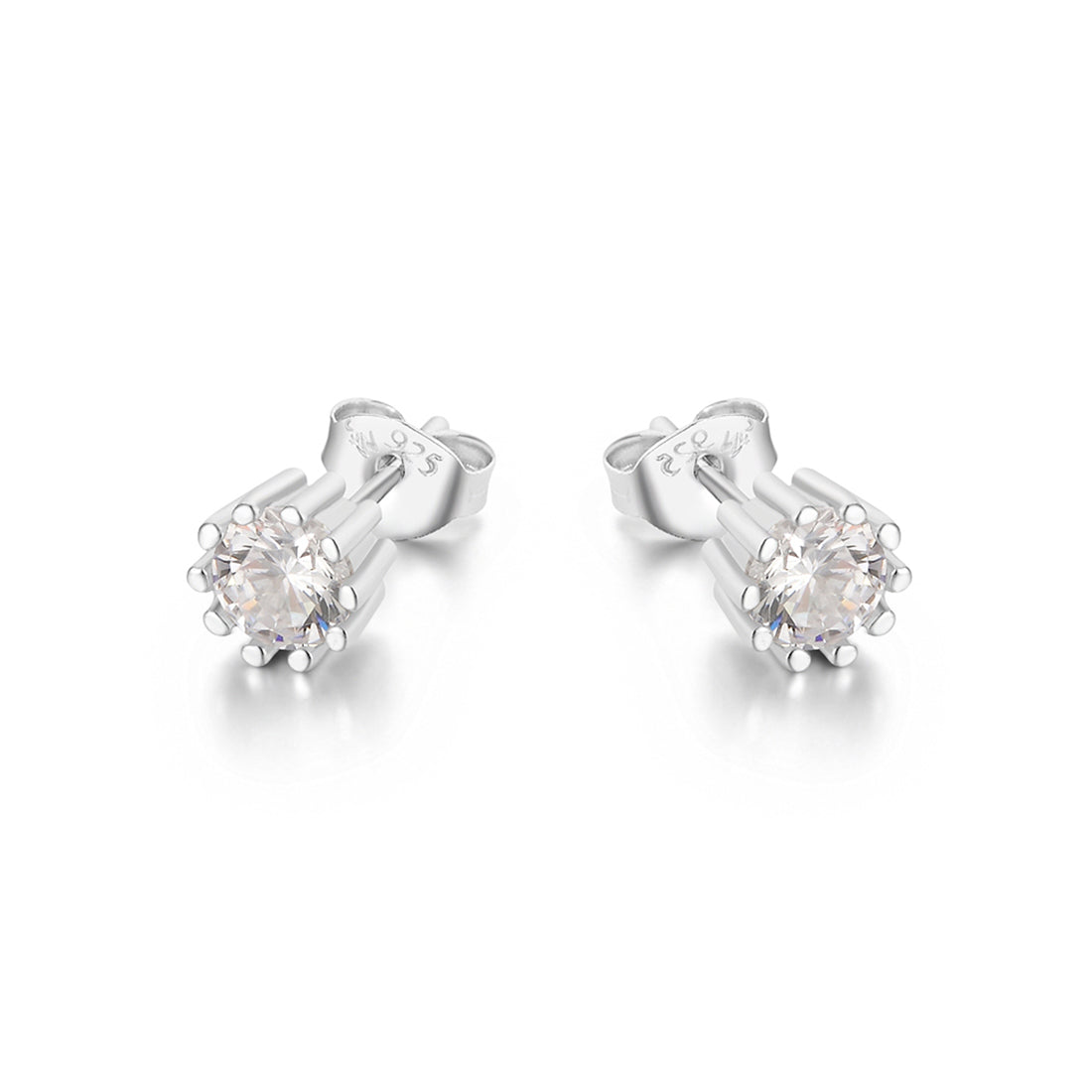 Marina Round with Prong 925 Sterling Silver Earrings Philippines | Silverworks